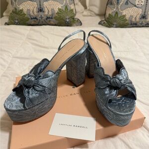 Loeffler Randall Satin Blue Platform Sandals